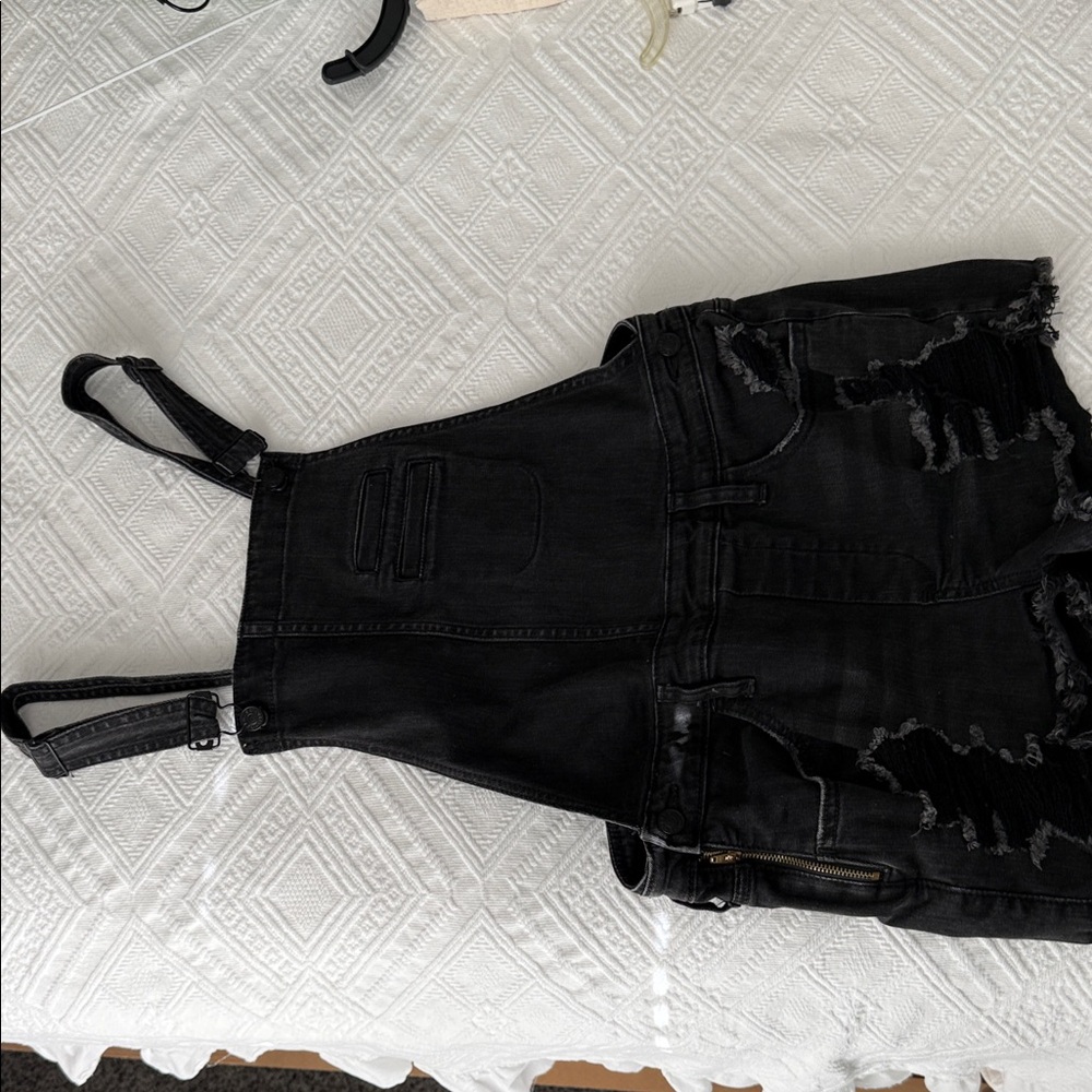 Express Black Distressed Denim Romper